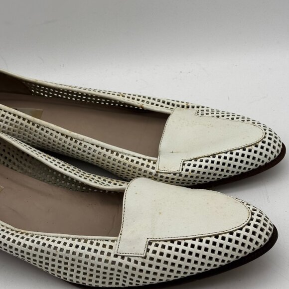 Vtg Van Eli Made In Italy White Leather Cutout Loafers Womens 8.5 Slip On Shoes - Picture 2 of 8